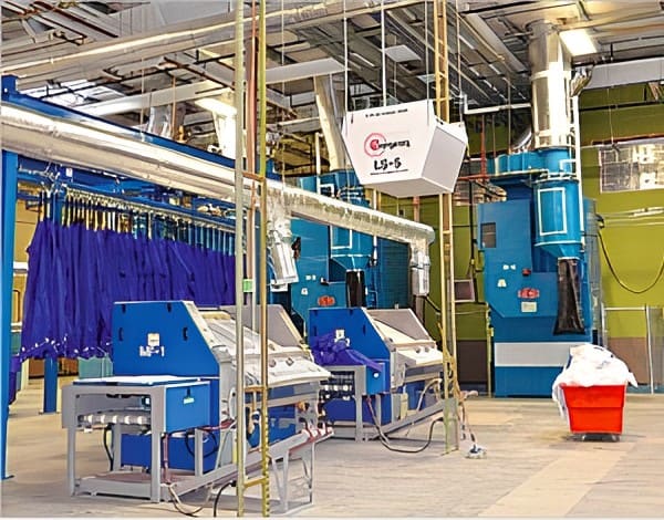 Air scrubbers in laundry facility