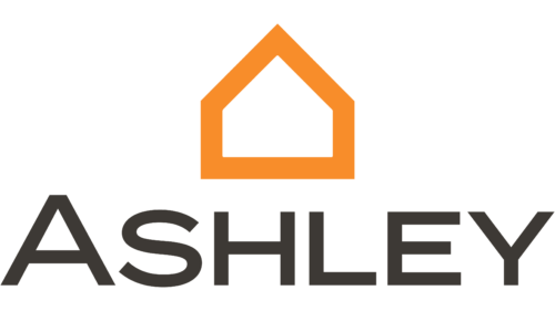 Ashley Home Store logo with orange outline of house